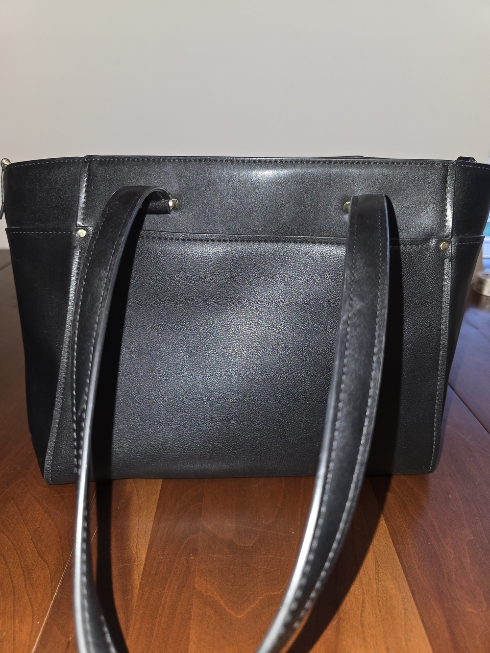 Calvin Klein Black Leather Tote Bag with Gold Lock - Picture 3 of 13